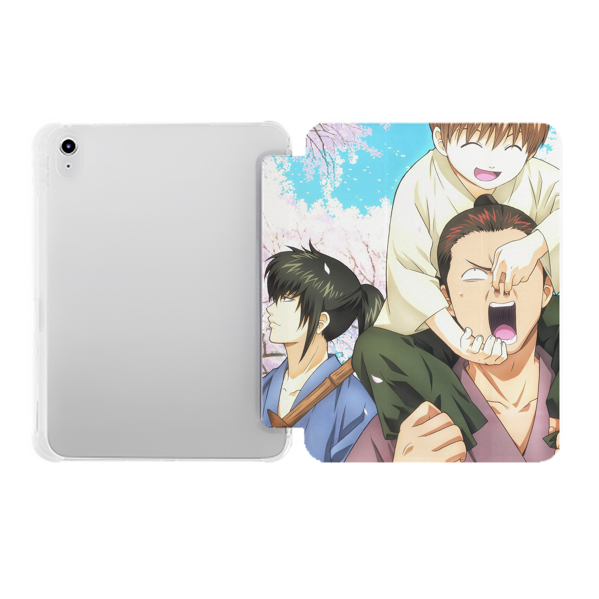 （画像用） ぎんたま 坂田銀時（さかたぎんとき） 神楽 志村新八（しむら しんぱち） GINTAMA Sakata Gintoki Kagura Shimura Shinpachi IPad ケース ペン収納付き 三つ折りスタンド PUレザー×シリコン 対応機種9.5/10.5/10.9インチ